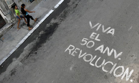 Graffiti celebrating the 50th anniversary of the Cuban Revolution in Havana