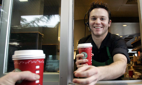 Picking up a drive-in coffee