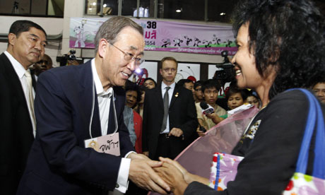 UN Secretary General Ban Ki-moon visit flood affected