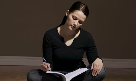 Teenager writing