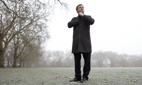 Man in black ... David Nicholls in Highbury, London.