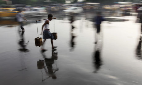 City slick ... monsoon season in Kolkata.