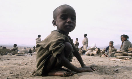 A starving child in an Ethiopian famine