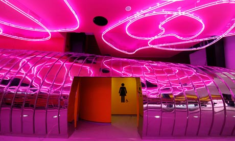 Pink interior of The Public in West Bromwich