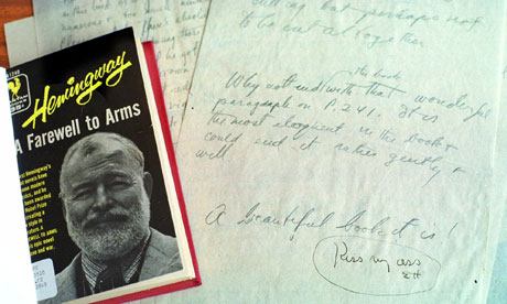 Hemingway novel letter from F Scott Fitzgerald