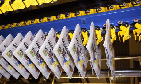 Newspapers at a printing press
