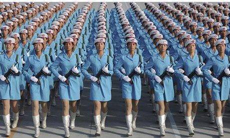 Chinese Army Practice Marching Drills