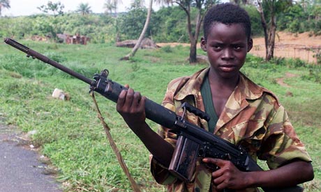 A 14-year-old soldier in the Sierra Leone army
