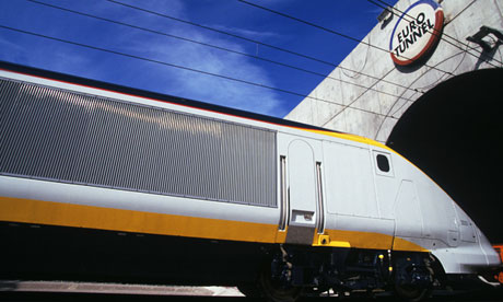 A Eurostar train enters the Channel tunnel