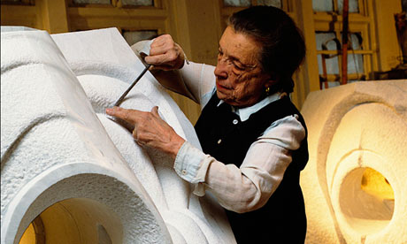 Artist Louise Bourgeois in her Brooklyn studio