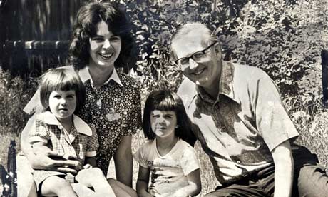 Tom Sharpe with his wife Nancy and daughters Grace and Jemima in 1975
