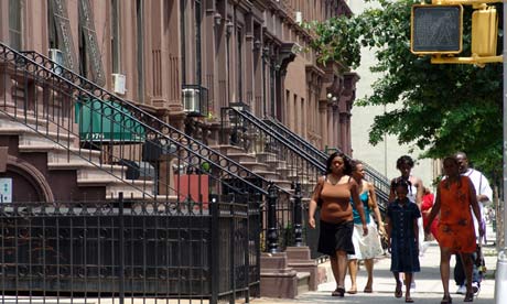 Brownstone houses in Harlem, New York