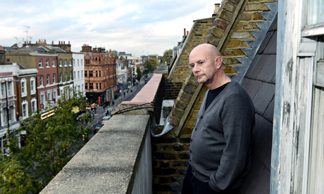 Nick Hornby in his studio in London.