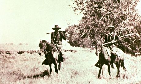 American Bison Hunters (b/w photo)