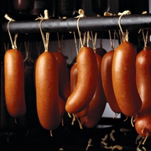 Hanging sausages