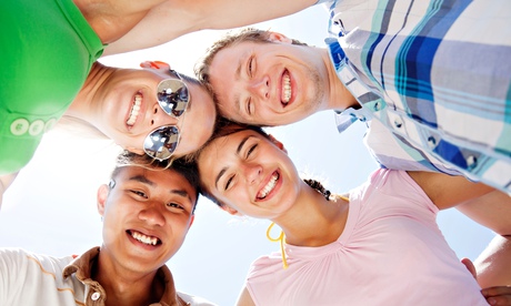 group of young people having fun