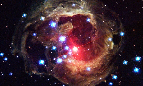 The star V838 Monocerotis, located about 20,000 light-years away on the outer edge of the Milky Way.