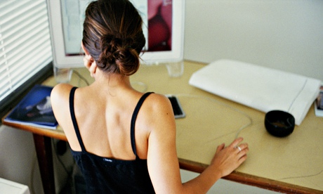 A woman at a computer