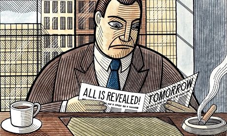 Illustration of man reading a newspaper