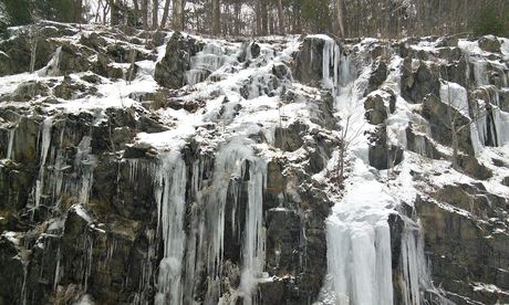 Snow melting on rocks