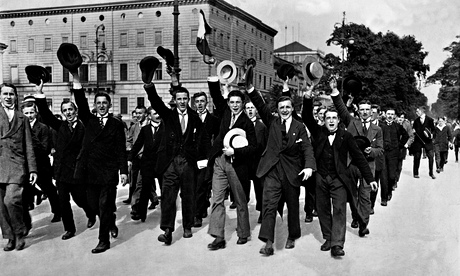 Unprecedented scale of death … Berliners join up to fight in the first world war, 1 AUgust 1914.