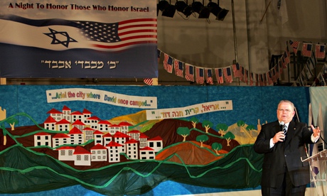 Pastor John Hagee speaks at an Israeli settlement in the occupied Palestinian territory, 2008