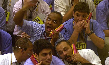 Traders in Sao Paulo's futures and commodities market