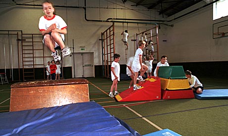 school children in the gym