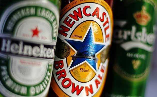 Newcastle Brown Ale, Heineken and Carlsberg beer