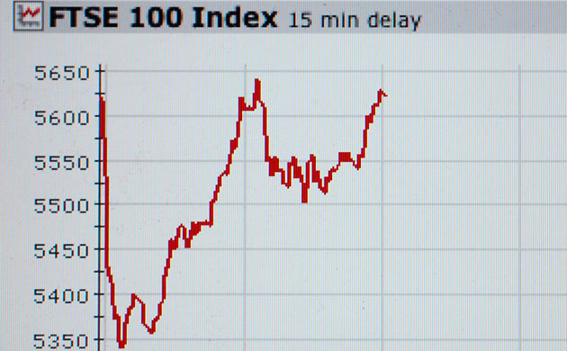 Stock market: FTSE 100 index of leading London shares. Photograph: Graham Turner