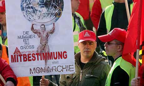 Volkswagen employees demonstrate  