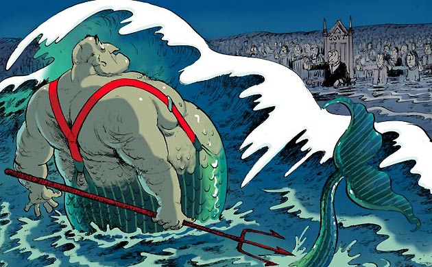 Images from The gods that failed: how blind faith in markets has cost us our future, written by Larry Elliott and Dan Atkinson. Illustration: David Parkins 