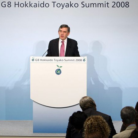 Gordon Brown speaking at G8 2008