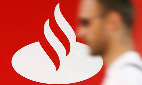 santander logo. Santander's logo is all over British high streets, replacing Abbey, 
