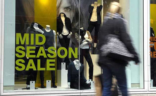 A shopper on Oxford Street in London as retailers warn of a slump in sales following the credit crunch