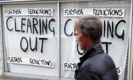 As the recession bites, a shop ceases trading in Birkenhead, north-west England