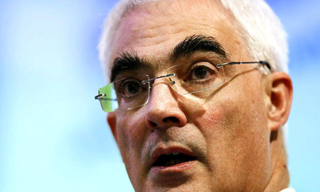 Chancellor of the exchequer Alistair Darling delivers a lecture at London's Cass business school