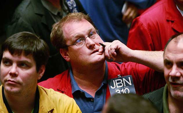 A Volkswagen car in front of the Deutsche Boerse stock exchange in Frankfurt