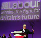 Gordon Brown speaks at the Labour party conference in Manchester. Photograph: Christopher Thomond
