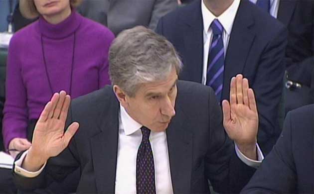 Former chairman of HBOS Lord Stevenson gives evidence to the Treasury select committee