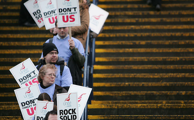 Investors are revolting: Northern Rock bank staff protest at the EGM in January 2008
