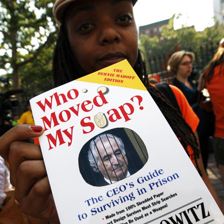 Bernard Madoff protester outside court