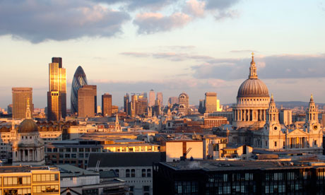 City of London skyline showing St Paul's Cathedral. Day