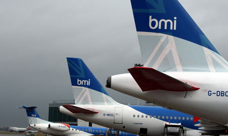 bmi passenger jets at Heathrow airport