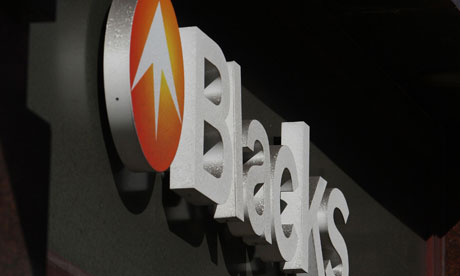 Blacks Leisure logo above a high street store