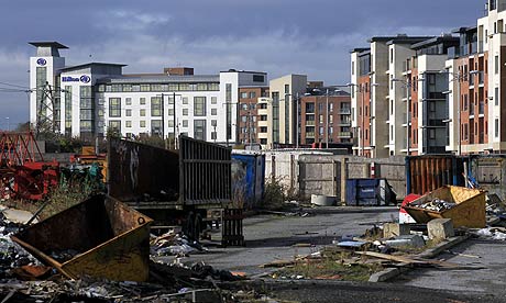 An empty building site on the outskirts of Dublin. A 
