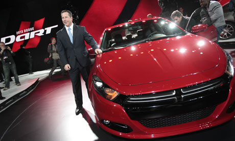Reid Bigland head of the Dodge brand at Chrysler shows off the 2013 Dart 
