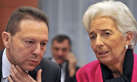 Christine Lagarde and Greek finance minister Yannis Stournaras