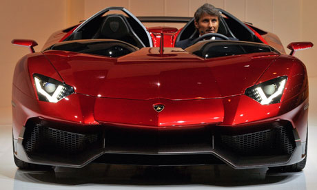 Lamborghini President and CEO Stephan Winkelmann introduces the new Lamborghini Aventador model car