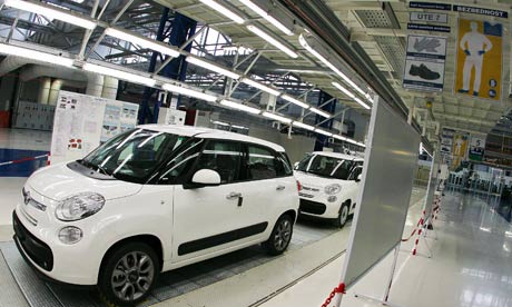 Fiat 500 L cars in the new FIAT factory in Kragujevac Serbia 16 April 2012